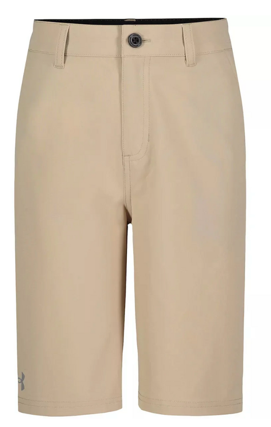 Under Armour Desert Sand Stretch Chino Shorts with 4-way stretch fabric and UPF 50+ sun protection