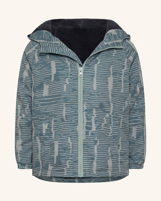 Sage broken stripe wind breaker with hood and front zip by Tiny Tribe