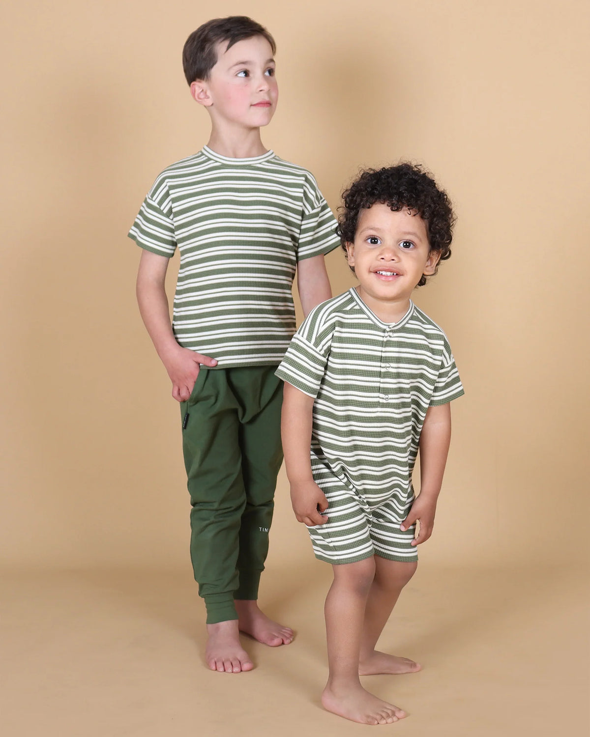 Tiny Tribe Forest Stripe Waffle Romper