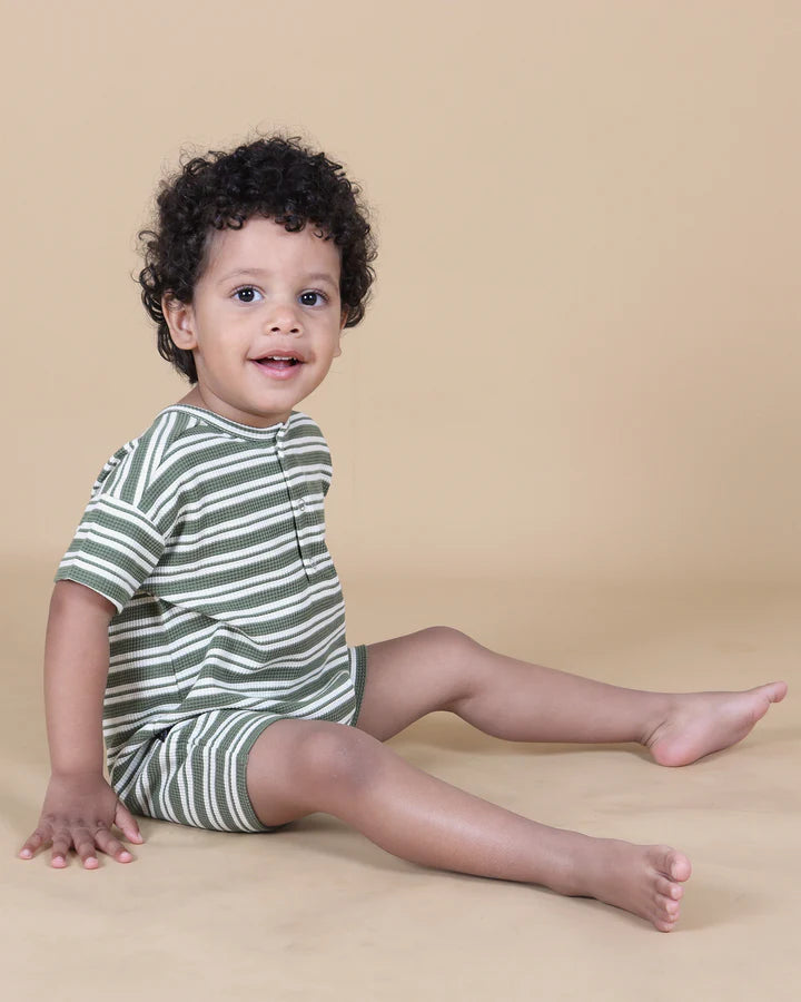 Tiny Tribe Forest Stripe Waffle Romper