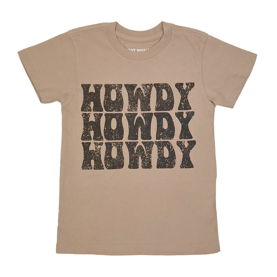 Tiny Whales Howdy Howdy Howdy grey cotton crew neck t-shirt, garment dyed