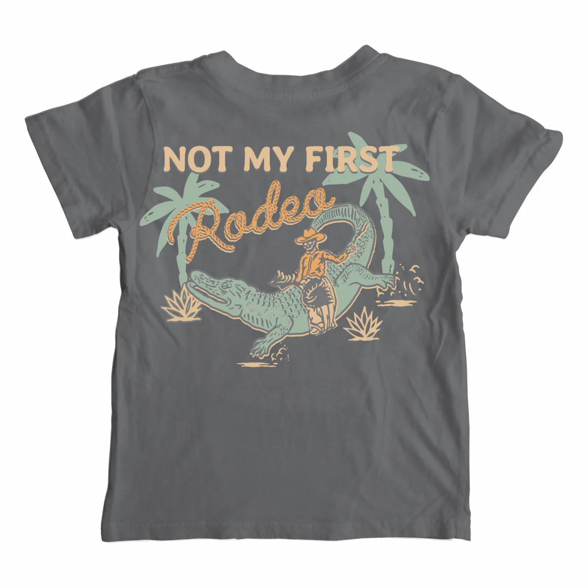 Tiny Whales screen-printed cotton tee with front and back imagery in neutral tones