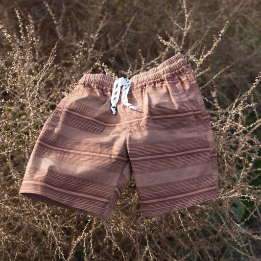 Ponderosa Shorts in Bark by Tiny Whales, 100% cotton walking shorts