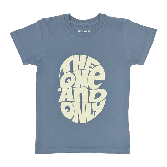 The One and Only navy crew neck t-shirt by Tiny Whales, 100% cotton