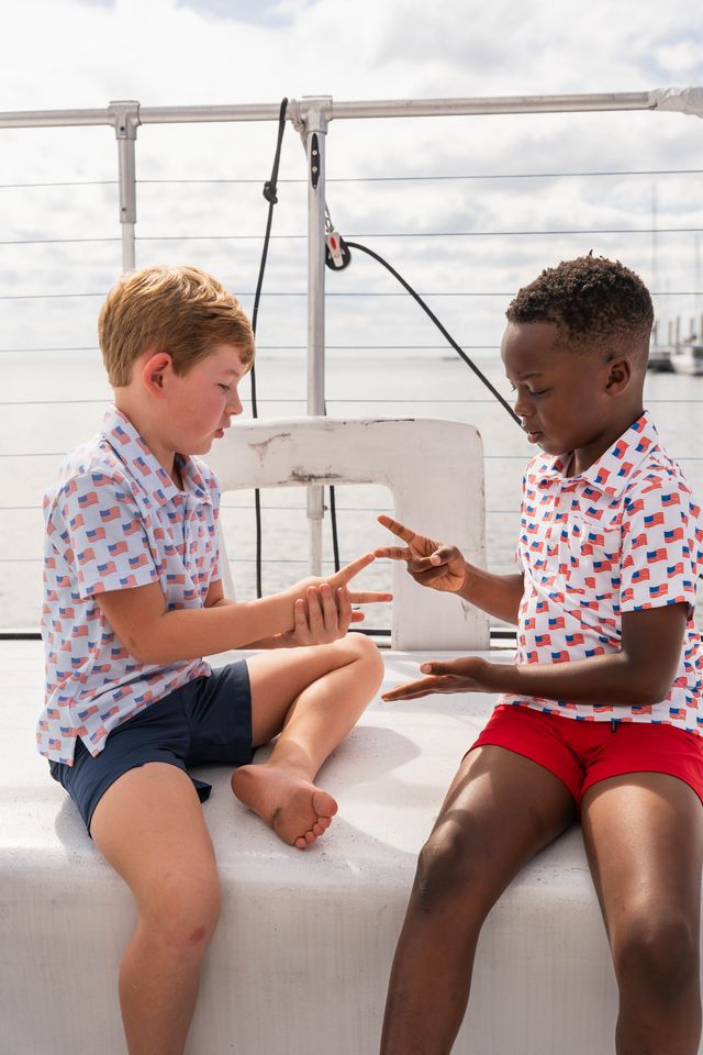 Inshore Boys Performance SS Polo-Flags