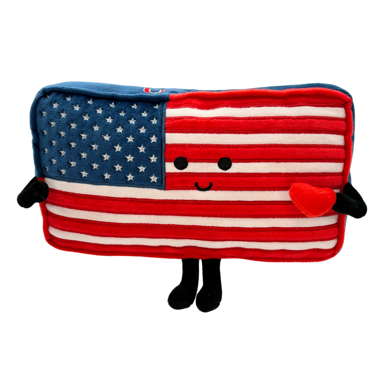 American Flag Stuffed Plush by Stuffed States USA in red, white, and blue with 50 stars and 13 stripes