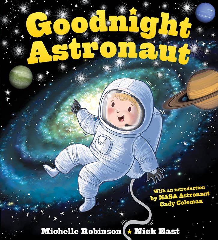 LV Goodnight Astronaut by Sourcebooks children's picture book with colorful space illustration