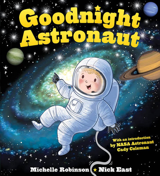 LV Goodnight Astronaut by Sourcebooks children's picture book with colorful space illustration