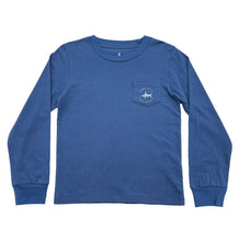 Load image into Gallery viewer, Saltwater Boys Company - Boys Christmas Postcard graphic tee LS- Blue
