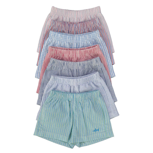 Naples Seersucker Short in lightweight breathable fabric with embroidered marlin detail, elastic waistband