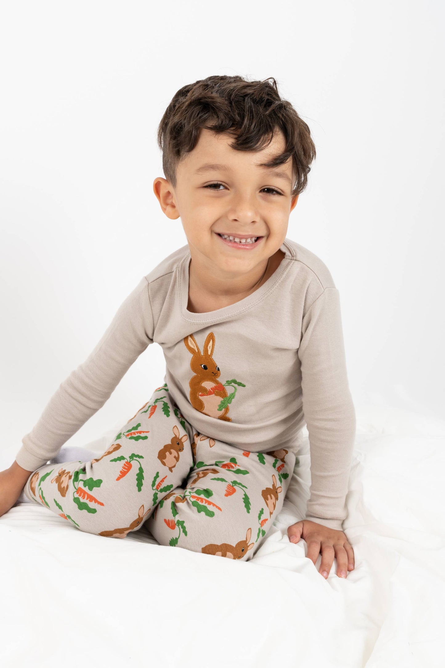 Kids Two Piece Cotton Pajamas Bunnies: BUNNY RABBIT