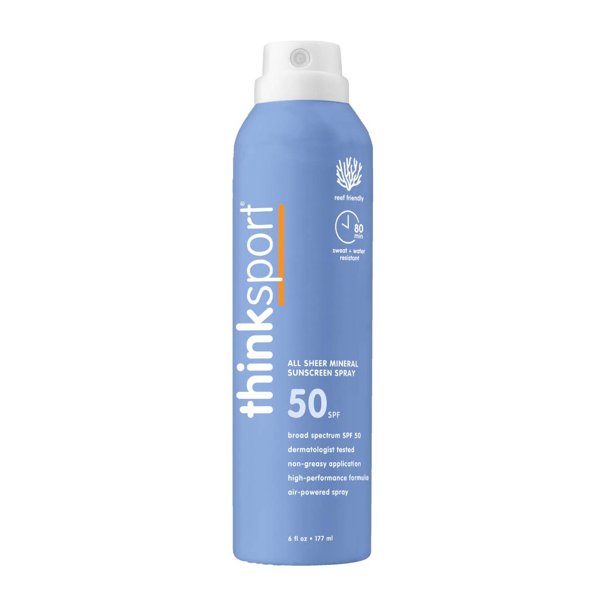 LV Thinksport All Sheer Mineral Sunscreen Spray SPF 50, reef-safe mineral protection