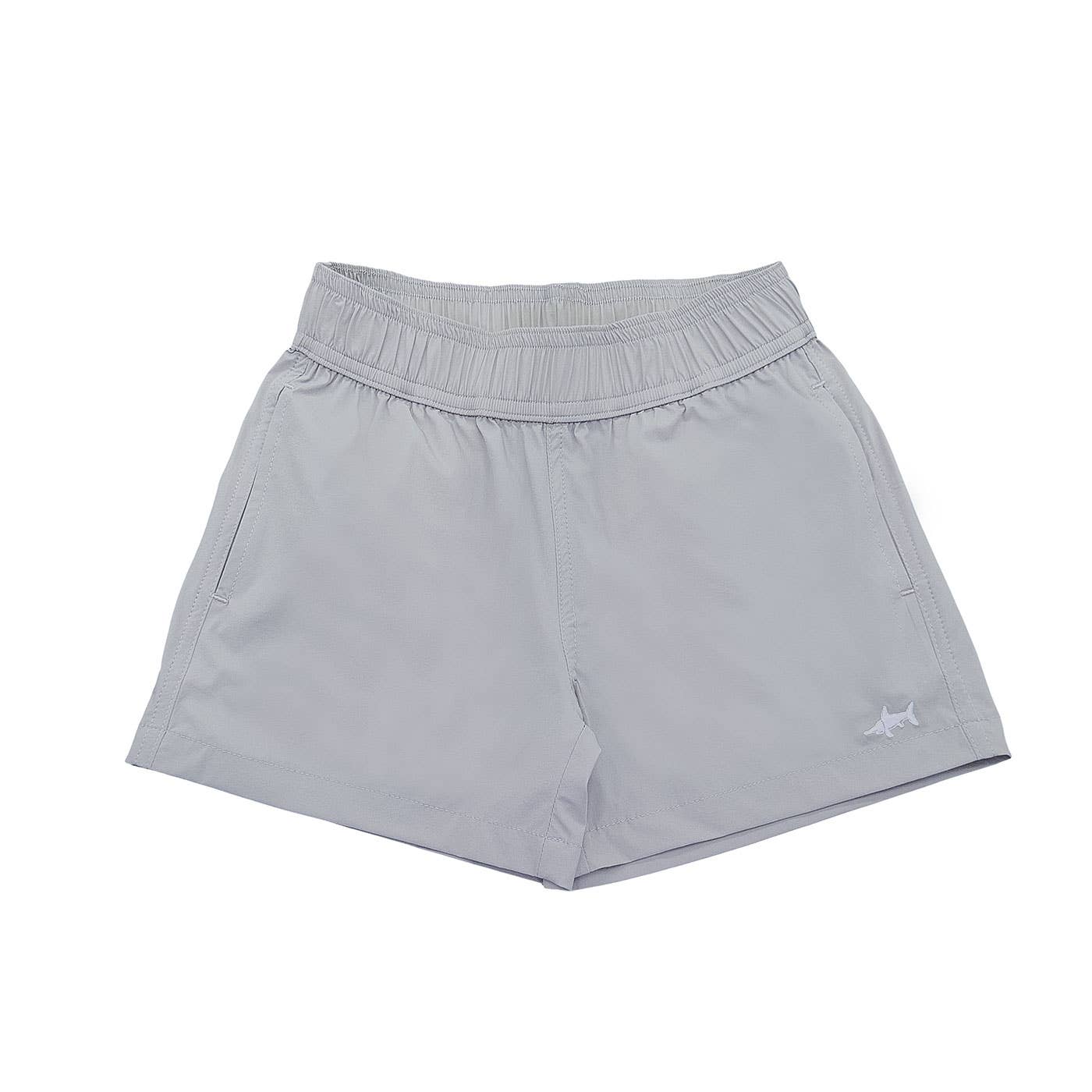 Inlet Performance Shorts in Grey by Saltwater Boys, UPF 50+ protected shorts