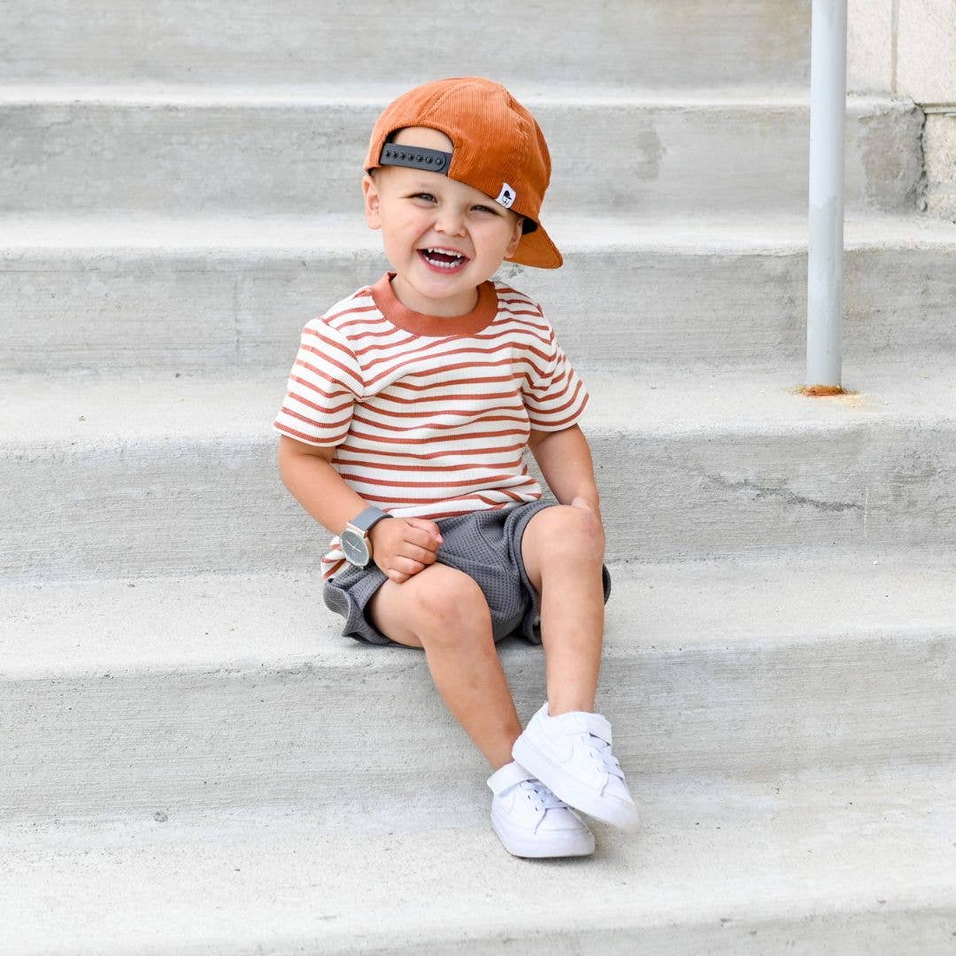 Unisex Baby T-Shirt - Terracotta Stripe: 12-18 Momnths