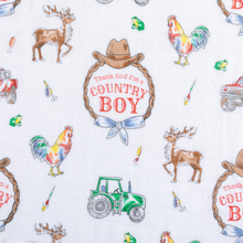 Load image into Gallery viewer, Little Hometown - Country Boy Muslin Swaddle Receiving Blanket
