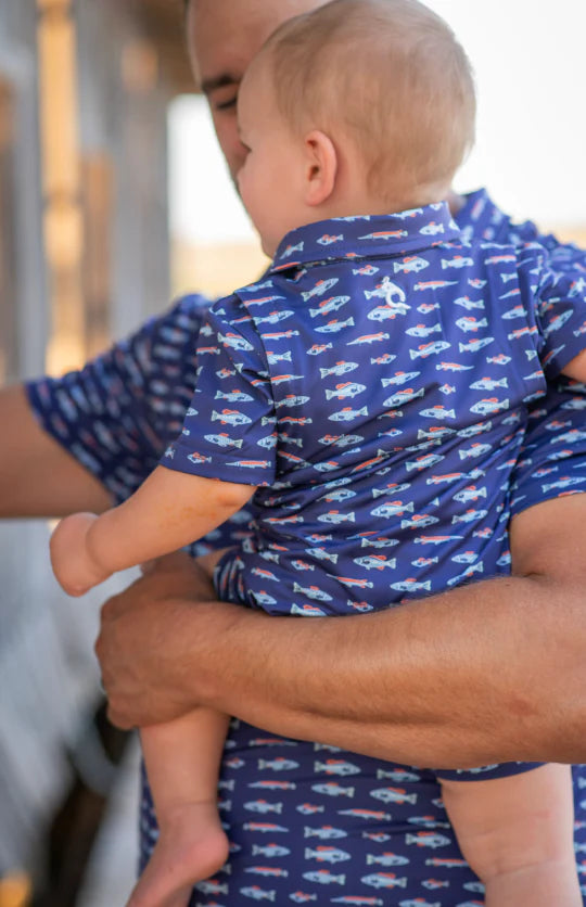 Freshwater SS Romper-Blue Quail