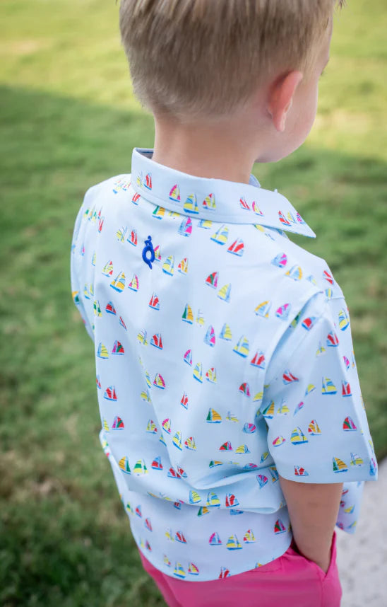 Boat Race SS Shirt-Blue Quail