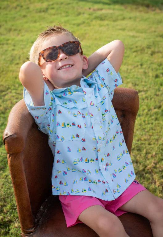 Boat Race SS Shirt-Blue Quail