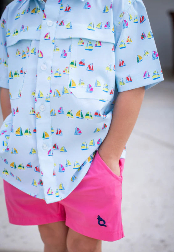 Boat Race SS Shirt-Blue Quail