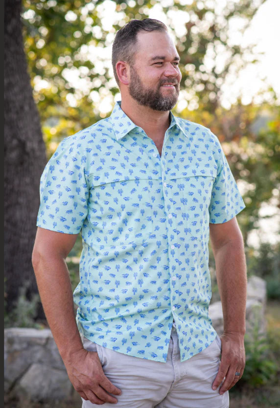 Men’s Mudbugs Polo SS Shirt-Blue Quail