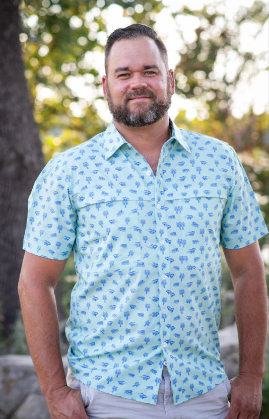 Men’s Mudbugs Polo SS Shirt-Blue Quail