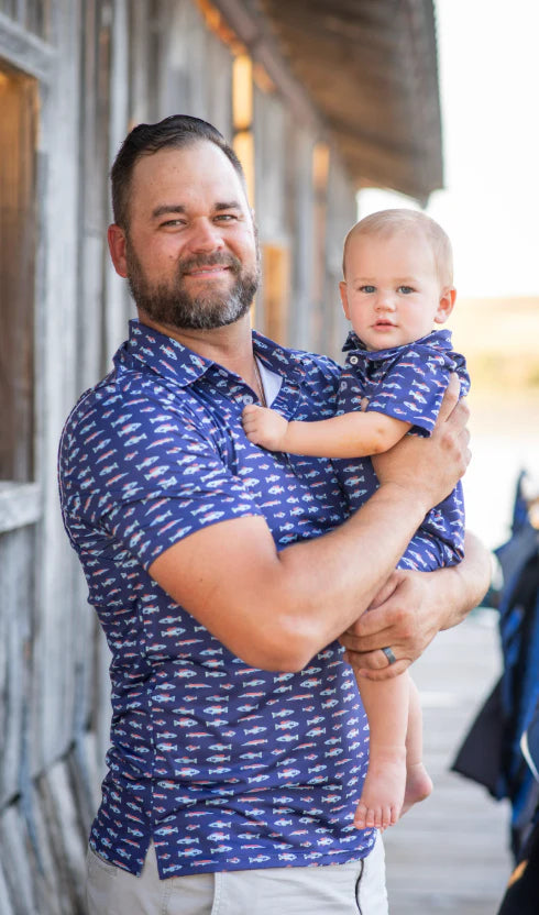 Freshwater SS Romper-Blue Quail