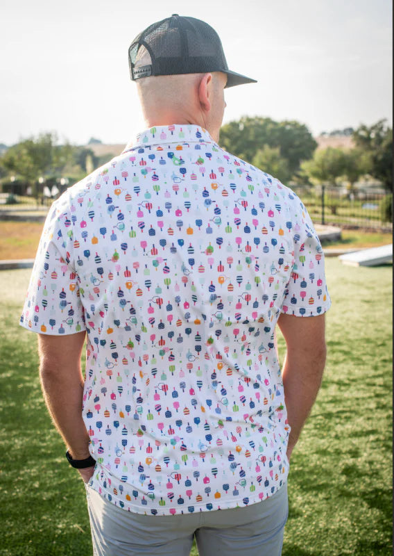 Men’s Pickleball Polo SS Shirt-Blue Quail