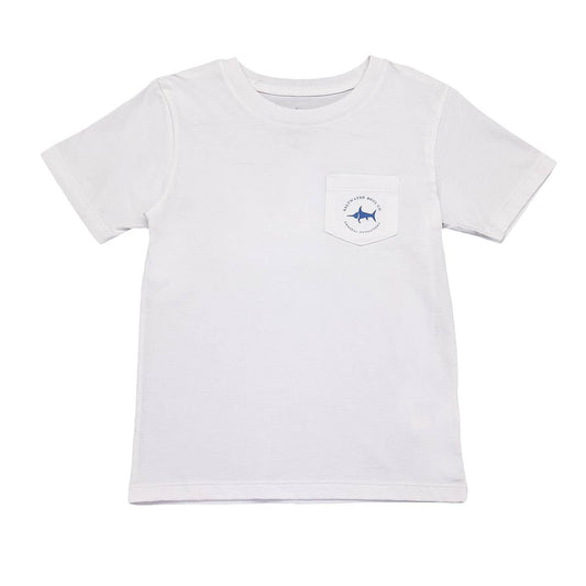 Boys Fishing Pole Flag Graphic Tee -White