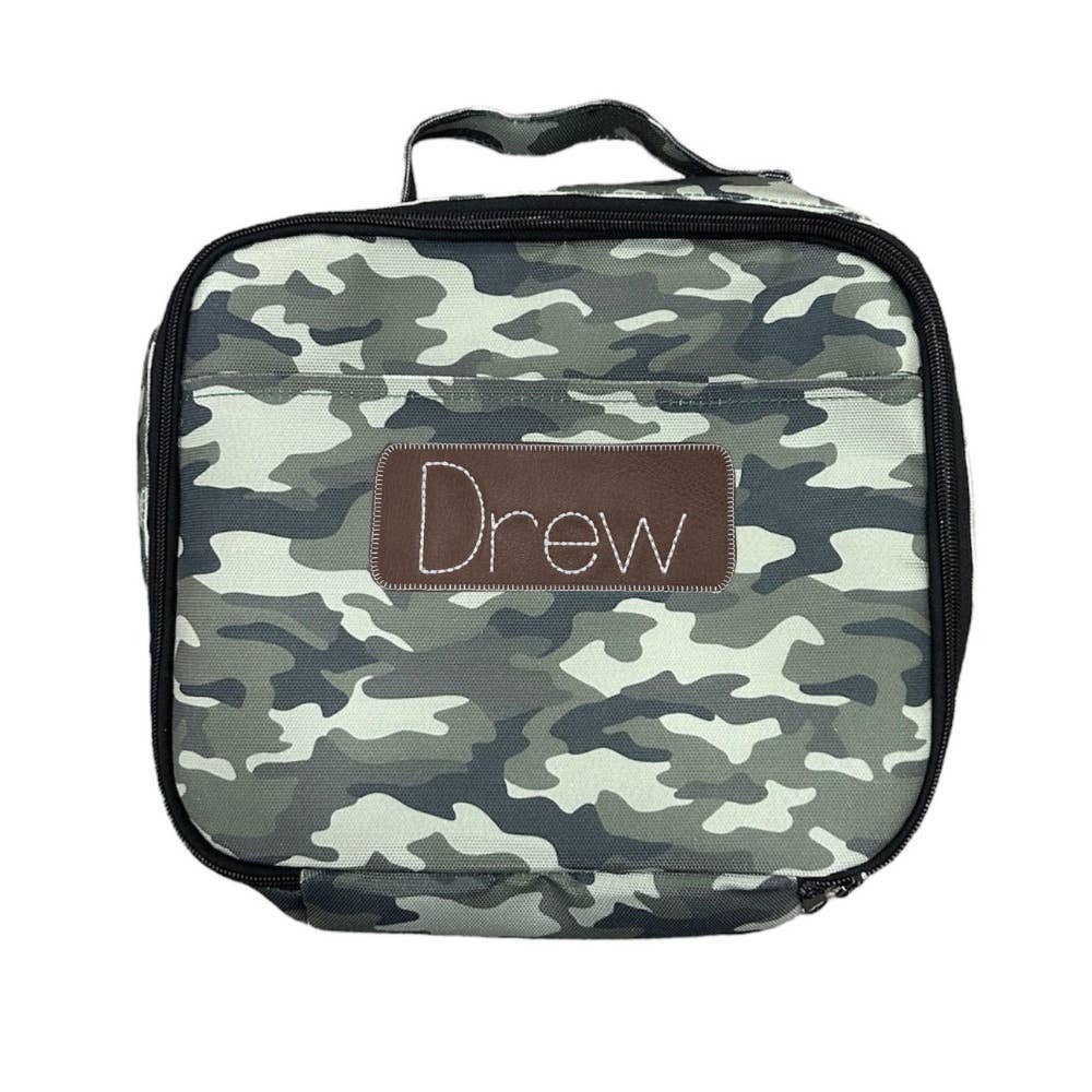 Sugar Bee Clothing camo lunch bag, insulated, 10x12x3 inches, no personalization