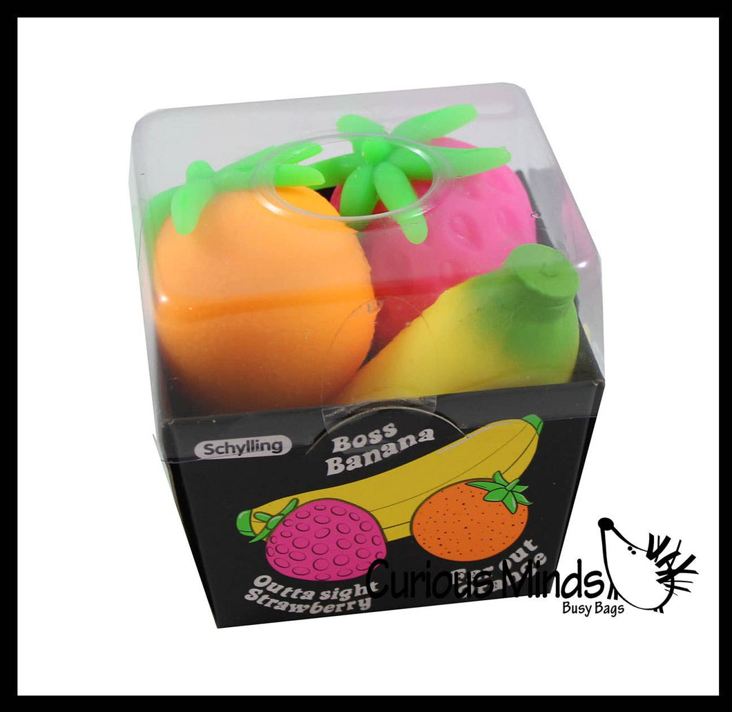 Curious Minds Toys -Nee Doh Fruit Basket Soft Fluff- Filled Squeeze Stress Toys