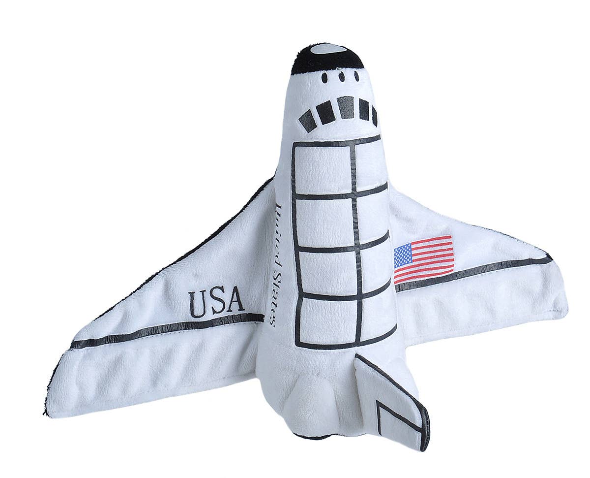 Huggers Space Shuttle 8 inch stuffed animal by Wild Republic in gray and white