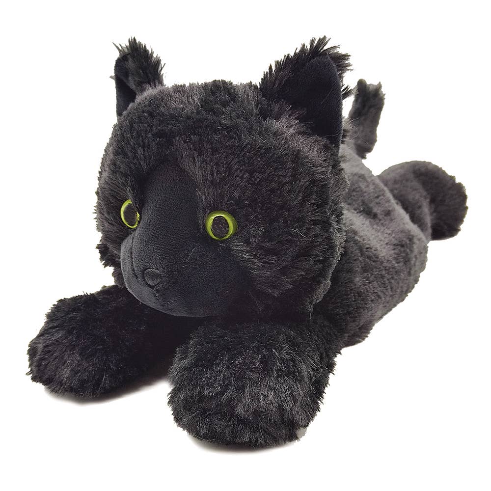 Black plush cat Warmies with French lavender scent, 15 inches, weighted for comfort