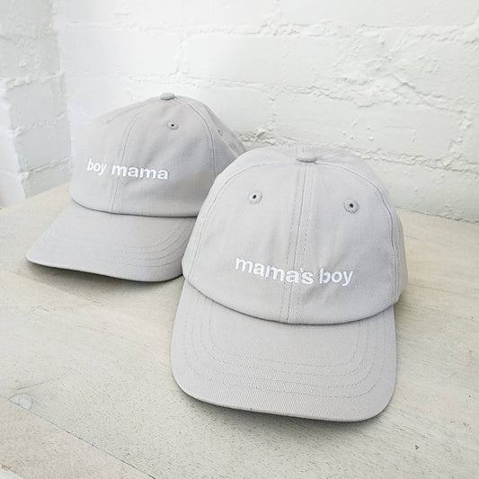 Boy Mama Embroidery Dad Cap - Lt Gray