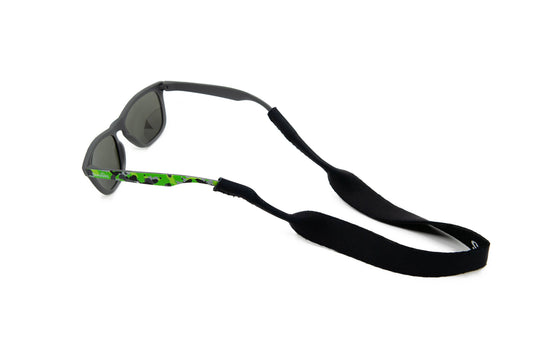 Black neoprene sunglass strap by Sunnies Shades, 16.5 inches