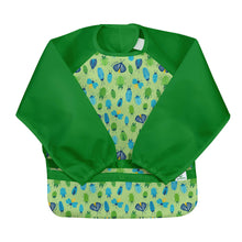 Load image into Gallery viewer, Green Sprouts - Snap &amp; Go Easy Wear Long Sleeve Bib - 2 sizes: Aqua Dinosaurs / 2T-4T
