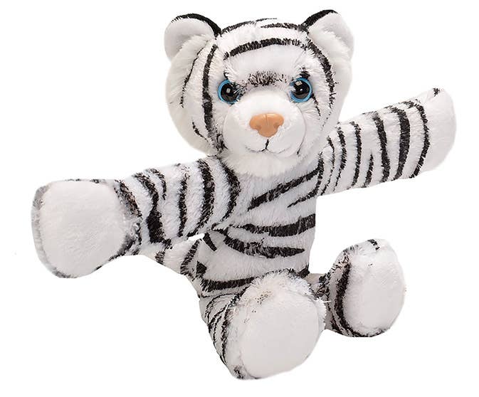 Huggers White Tiger 8-inch stuffed animal by Wild Republic, white and black plush with detailed features