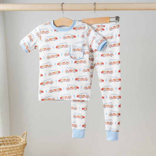 Heroes on Wheels Organic Cotton Pajama Set in soft rib fabric by Nola Tawk