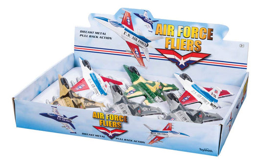 Toysmith Air Force Fliers set of six diecast metal planes with pull-back mechanism in display box