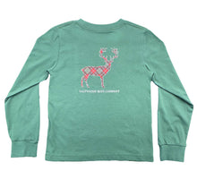 Load image into Gallery viewer, Saltwater Boys Company - Boys Plaid Deer graphic tee LS- Green
