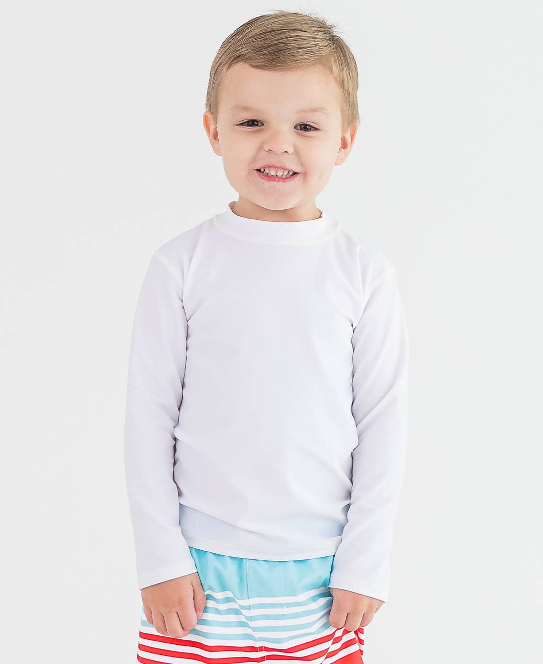 RuggedButts - Boys White Long Sleeve Rash Guard: White