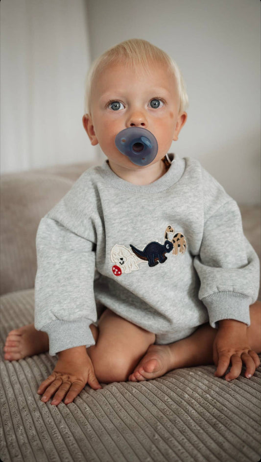 Annie & Charles® Dinosaur One Piece: Grey