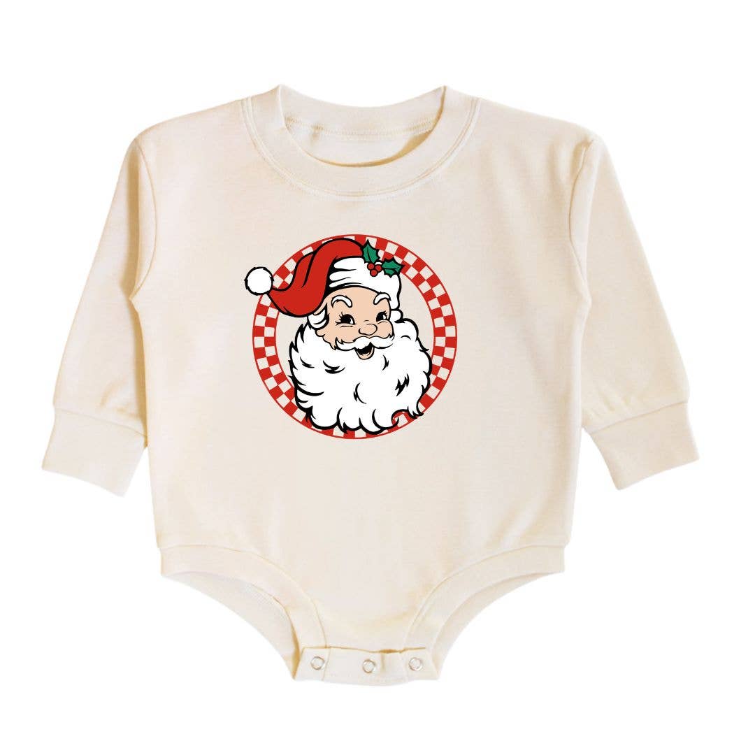 Retro Santa Christmas Long Sleeve Romper