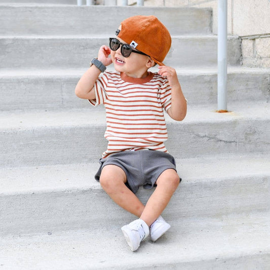 Unisex Baby T-Shirt - Terracotta Stripe: 12-18 Momnths