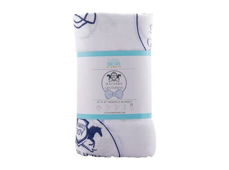 Southern Gentleman Swaddle, 47×47 muslin blanket in neutral tone, bamboo-cotton blend