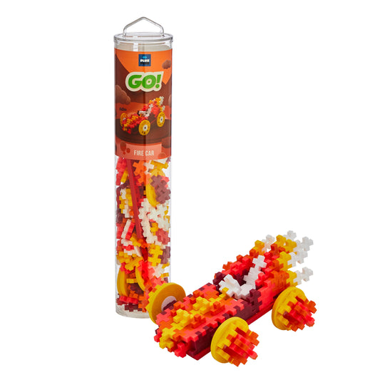 Plus-Plus Fire Color Cars 200-piece construction set with reusable travel tube