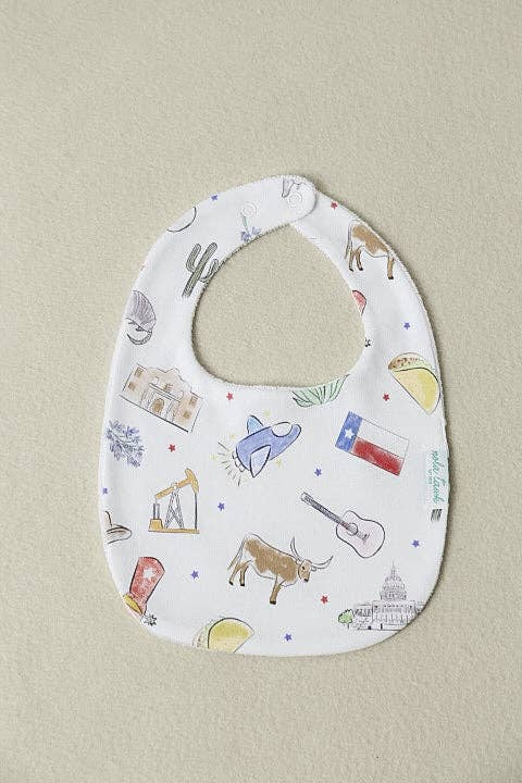 Texas Kids organic cotton baby bib by Nola Tawk with adjustable snaps