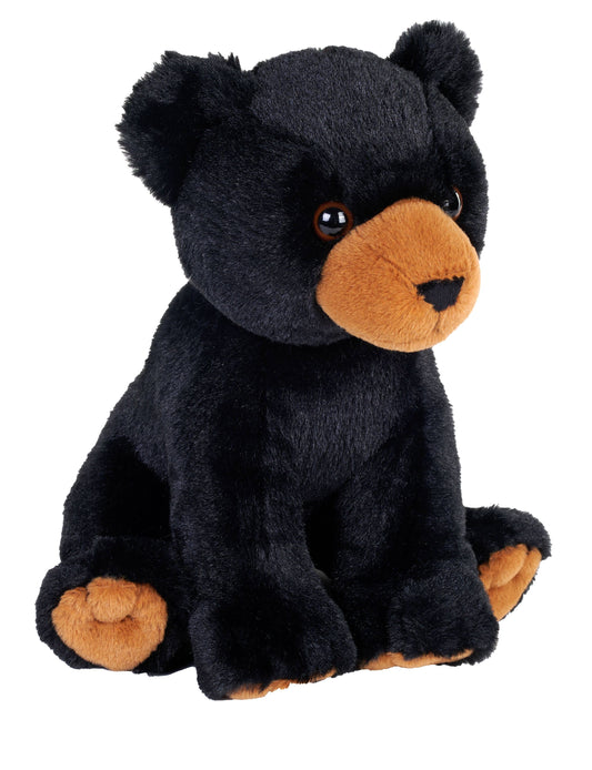 Earthkins Mini Black Bear stuffed animal, 8 inches, bead-free plush by Wild Republic