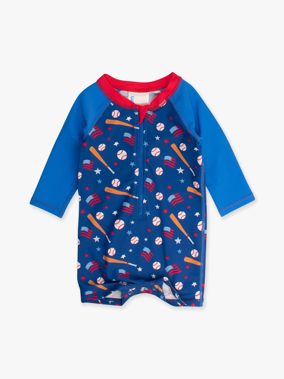 RuggedButts - Baby Boys Play Ball Long Sleeve One Piece Rash Guard Swimsuit
