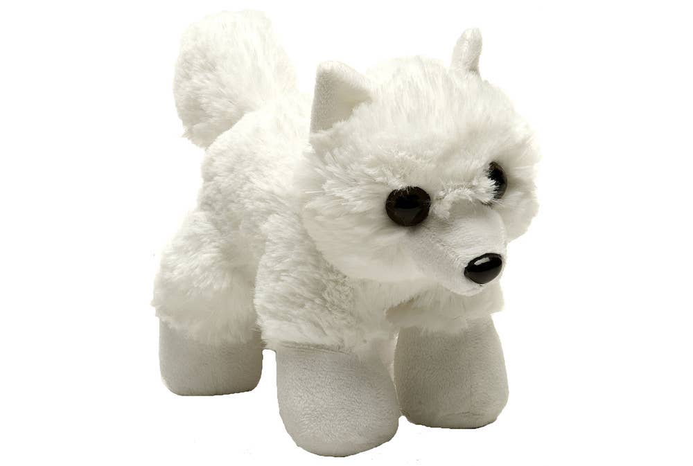 Hug'Ems-Mini Arctic Fox 7-inch plush by Wild Republic, realistic gray and white coloring