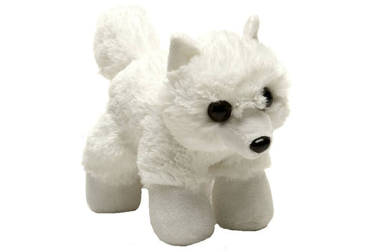 Hug'Ems-Mini Arctic Fox 7-inch plush by Wild Republic, realistic gray and white coloring
